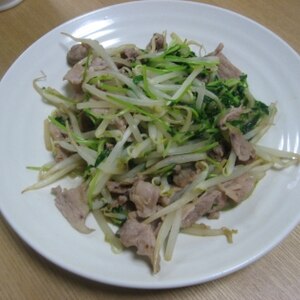 豚三枚肉と豆苗の炒め物